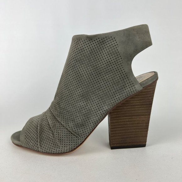Vince Camuto Womens Kentvi Gray Suede Peep Toe Sandal Bootie Block Heel size 10 - Picture 6 of 16